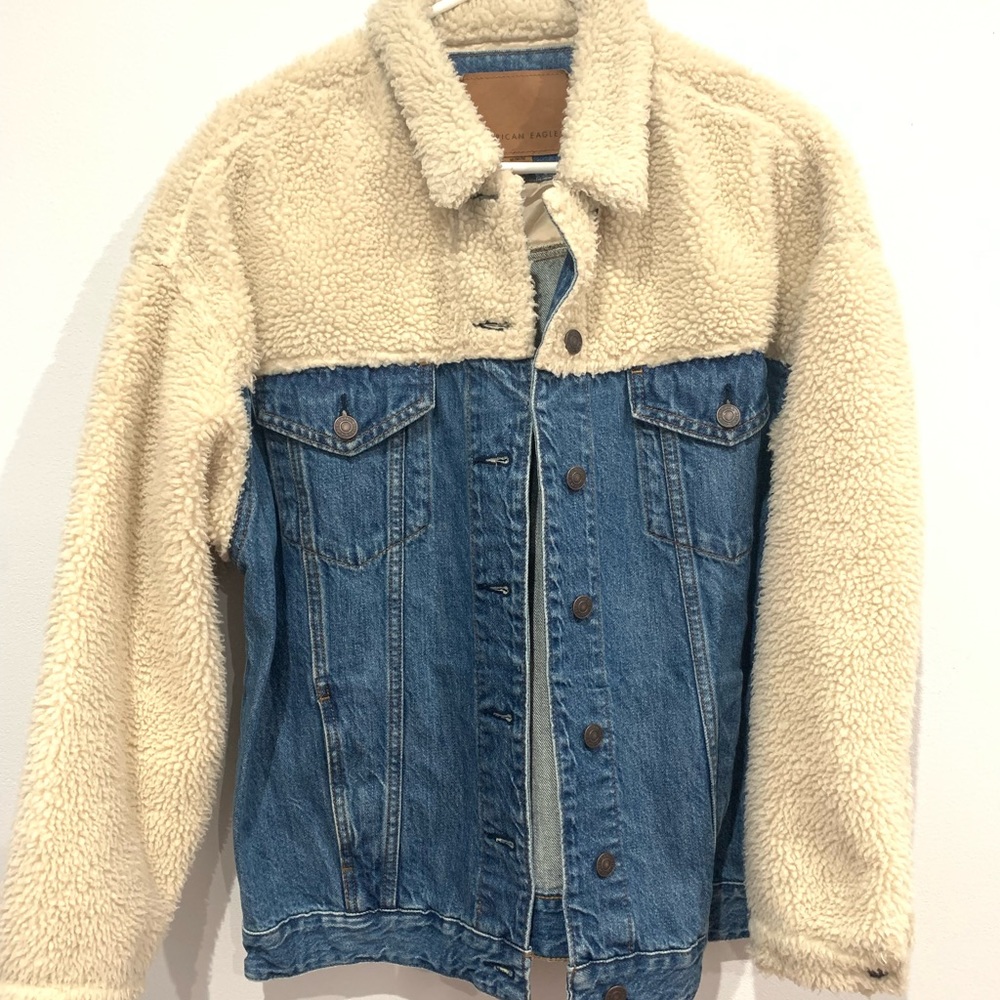 Cream sherpa denim jacket